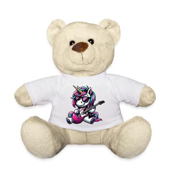 Rock & Metal Unicorn Guitarist Band Design - Teddy Bear - white - Front