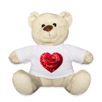 Rose Heart (01) - Teddy Bear - white - Front
