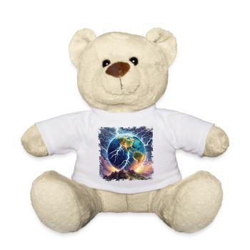 Erdkugel die mit Blitzen übersät ist - Teddy - Weiß - Vorne