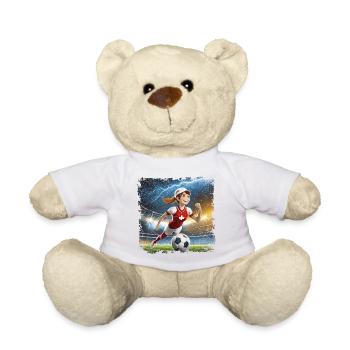 Fussballerin Comicfigur Stadion mit Blitzen - Teddy - Weiß - Vorne