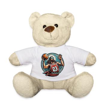 Funny Jump Shot Jesus Christian Basketball Gift - Teddy Bear - white - Front