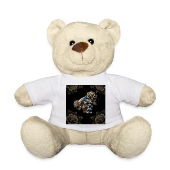 Superbe crâne steampunk sombre avec des roses - Nounours - blanc - Devant