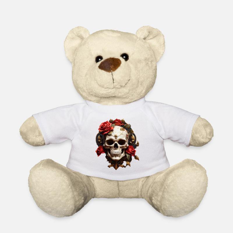 Rosen-Schädel Kranz - Teddy - Weiß