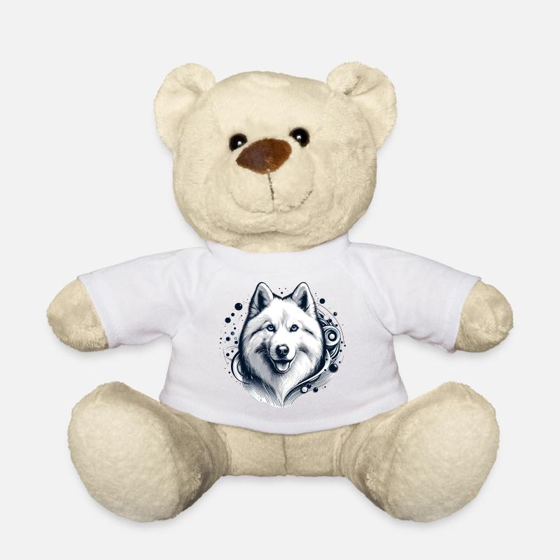 White Longhair Husky Gift - Teddy Bear - white
