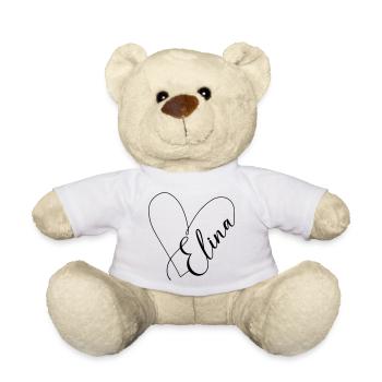 Elina Nom Ligne de Coeur - Nounours - blanc - Devant