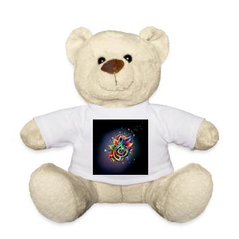 Musique, clé colorée avec des feuilles - Nounours - blanc - Devant