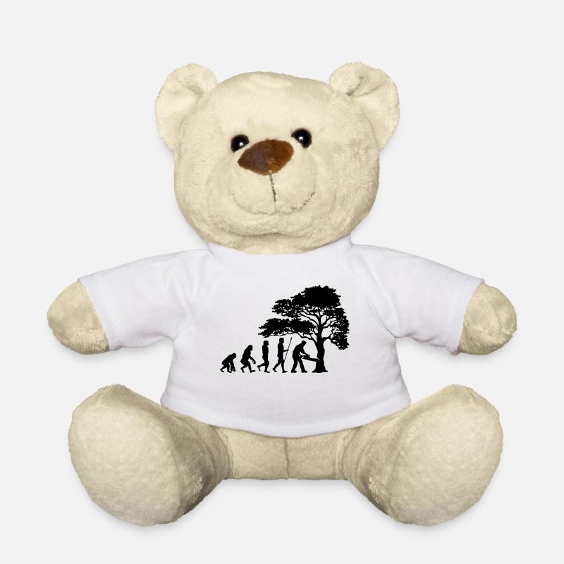 Holzfäller Baum Evolution Säge Sägespäne - Teddy - Weiß