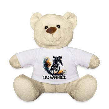 Downhill Down Hill MTB Mountain Biking Gift - Teddy Bear - white - Front