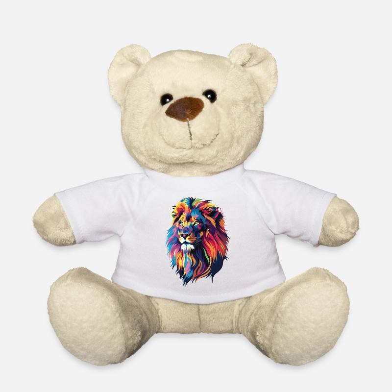Bunte Löwen-Illustration - Teddy - Weiß