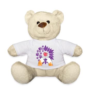 Herz in Blumen und Pfoten - Teddy - Weiß - Vorne
