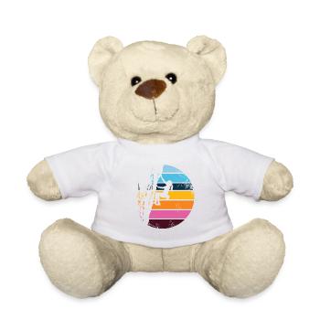 Mädchen klettert am Fels, outdoor silhouette retro - Teddy - Weiß - Vorne