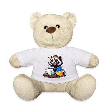 Ukraine Waschbär mit Kaffeetasse, guten Morgen - Teddy - Weiß - Vorne
