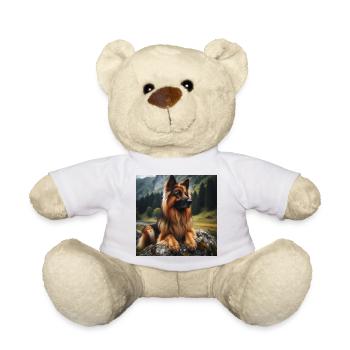 German Shepherd Art - Teddy Bear - white - Front
