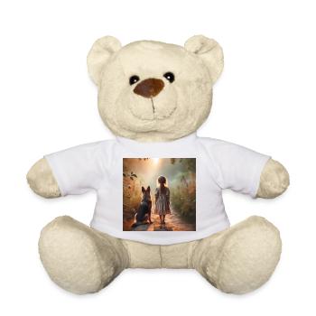 German Shepherd Art - Teddy Bear - white - Front