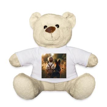 German Shepherd Art - Teddy Bear - white - Front