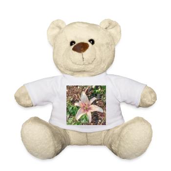 Gentle Pink Lily Blossoms - Teddy Bear - white - Front