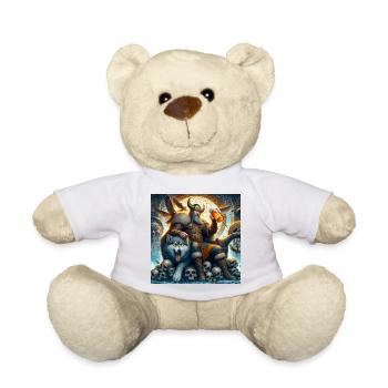 Wikinger mit Wolf - Teddy - Weiß - Vorne