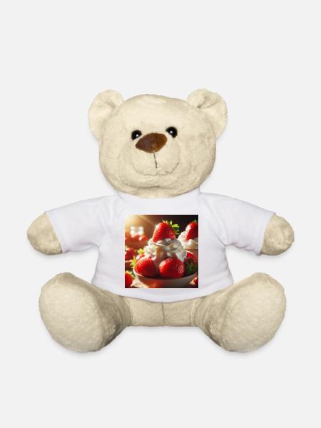 Erdbeere mit Sahne - Teddy - Weiß