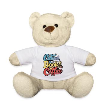 Cats and Books with Coffee design - Teddy Bear - white - Front