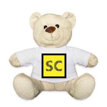 Pixel Safety Car SC Monogram on Yellow - Teddy Bear - white - Front