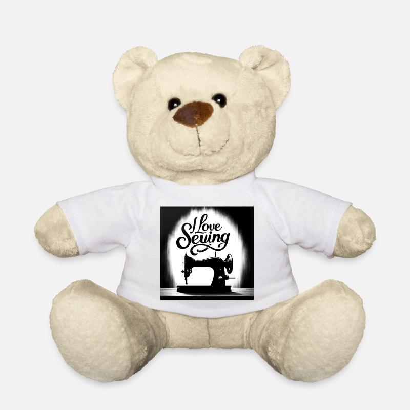 Amour de la couture et machine à coudre - Nounours - blanc