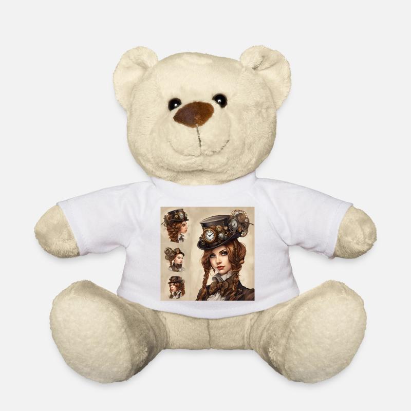 Schönes Mädchen im Steampunk-Stil - Teddy - Weiß