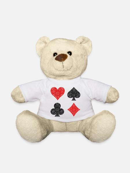Casino Poker Kartenspiel Glücksspiel Zocken Pokern - Teddy - Weiß