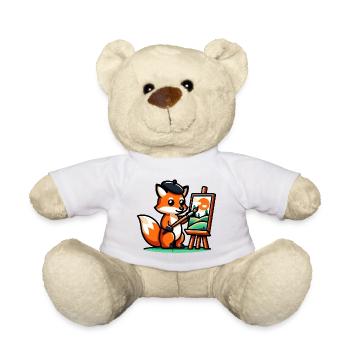 Palette Prowler: The Artistic Fox - Teddy Bear - white - Front