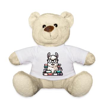 Bücherwurm Lama: Das literarische Alpaka - Teddy - Weiß - Vorne