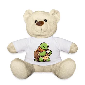 Tea Time Turtle: Der Muschel-Schlürfer - Teddy - Weiß - Vorne