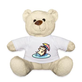 Hedgehog Puddle Party: The Rainy Day Reveler - Teddy Bear - white - Front