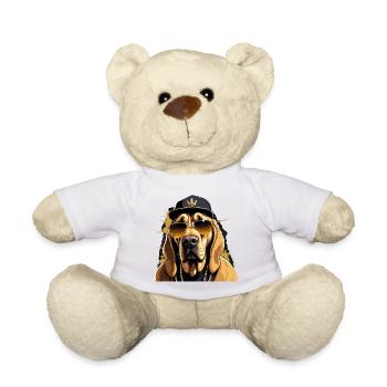 Bloodhound Gangsta Gangster Dog Gift - Teddy Bear - white - Front