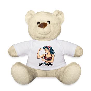 Strength Strong Woman Rockabilly Biceps Gift - Teddy Bear - white - Front