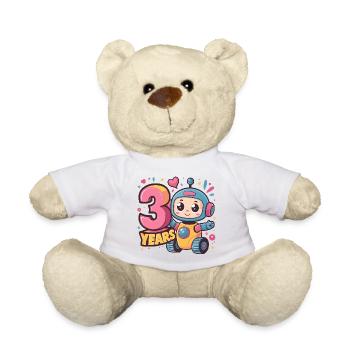 3 Jahre Kleiner Roboter mit bunten Luftballons zum - Teddy - Weiß - Vorne
