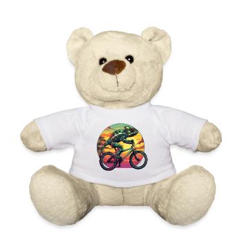 Chamäleon Fahrrad Fahrradfahrer Reptilien Tier - Teddy - Weiß - Vorne
