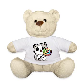 Sweet Whiskers: The Candy Cat - Teddy Bear - white - Front