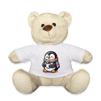 Charming Penguin with Colourful Scarf - Teddy Bear - white - Front