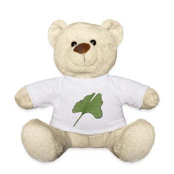 Stylized green ginkgo leaf - Teddy Bear - white - Front