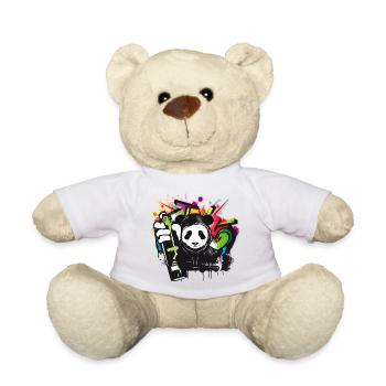 funny panda bear with graffiti and spray can - Teddy Bear - white - Front