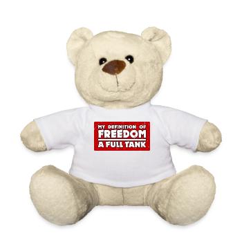 Petrol pump statement refuelling with electrical energy - Teddy Bear - white - Front
