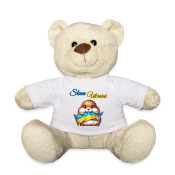 Chien de prairie mignon avec drapeau ukrainien - Nounours - blanc - Devant