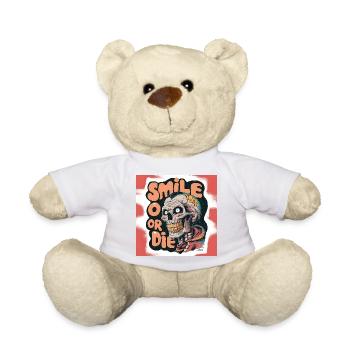 Kahlköpfiges Skelett mit lächelndem Text - Teddy - Weiß - Vorne