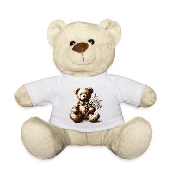 Teddy vintage avec des fleurs : une touche de nostalgie - Nounours - blanc - Devant
