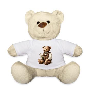 Teddy vintage avec des fleurs : une touche de nostalgie - Nounours - blanc - Devant