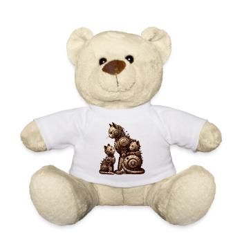 Charming vintage illustration of a cat family - Teddy Bear - white - Front