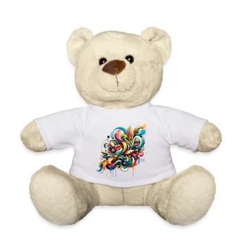 Coole florale dynamische Graffiti-Illustration - Teddy - Weiß - Vorne