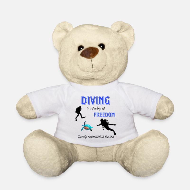 Diving Freedom Turtle - Teddy Bear - white