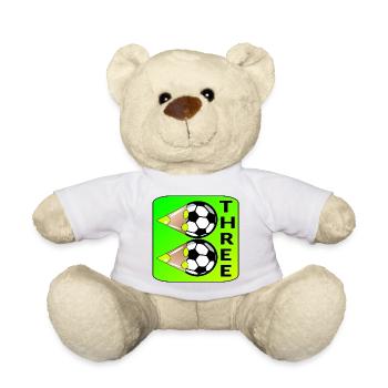 3rd Birthday - Soccer THREE - Teddy Bear - white - Front