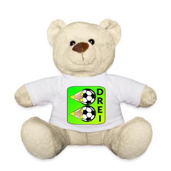3. Kindergeburtstag - ZAHL 3 - DREI FUßBALL - Teddy - Weiß - Vorne