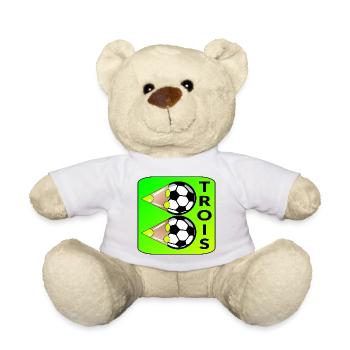 Trois Football - 3ème anniversaire Enfants - Nounours - blanc - Devant